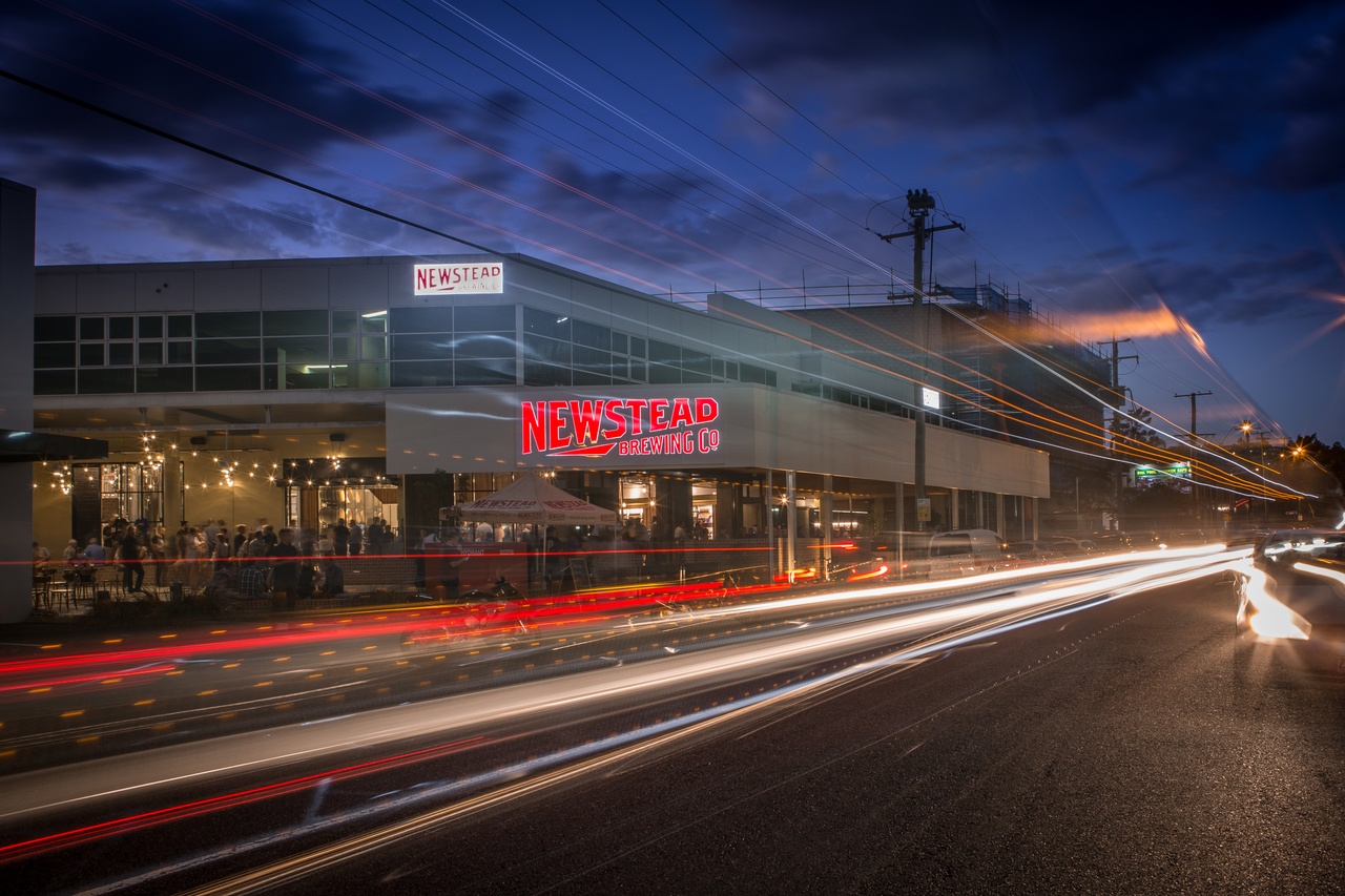 Night portrait with tail lights at Newstead Brewing Co in Milton