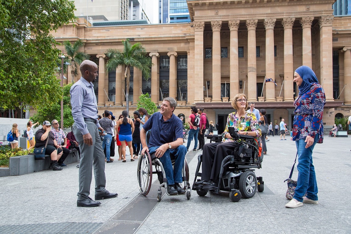 People with accessible needs at King George Square.