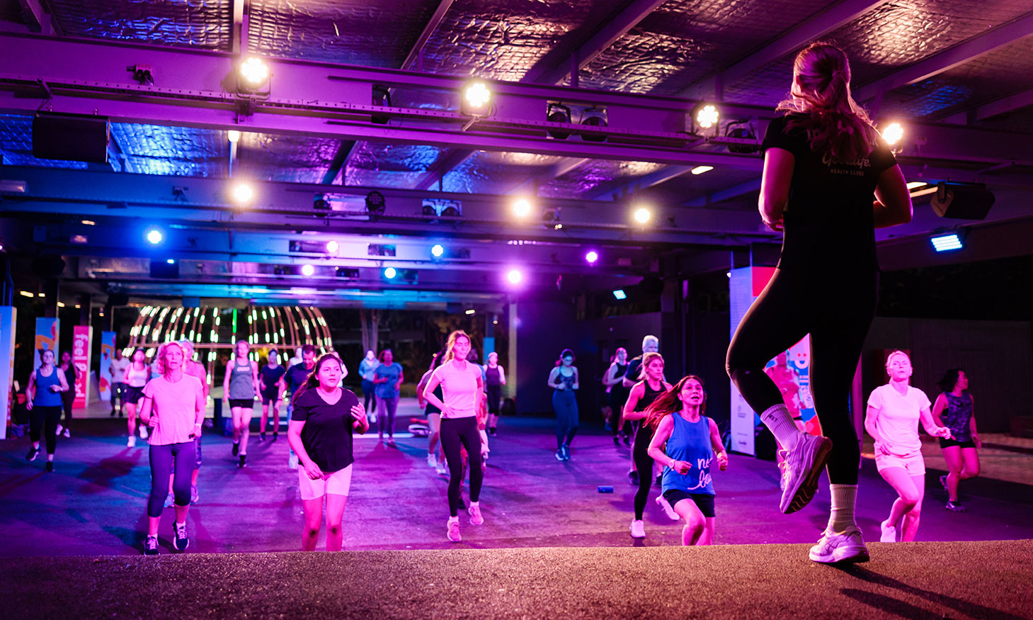 Feel Good Program Fitness Class and Instructor on stage at Flowstate South Bank