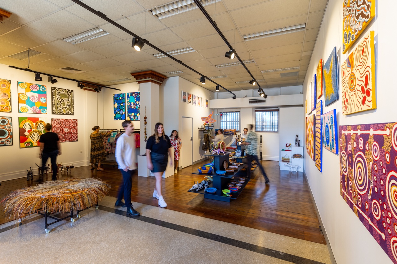 Inside the Gallery at Aboriginal Art Co at South Brisbane