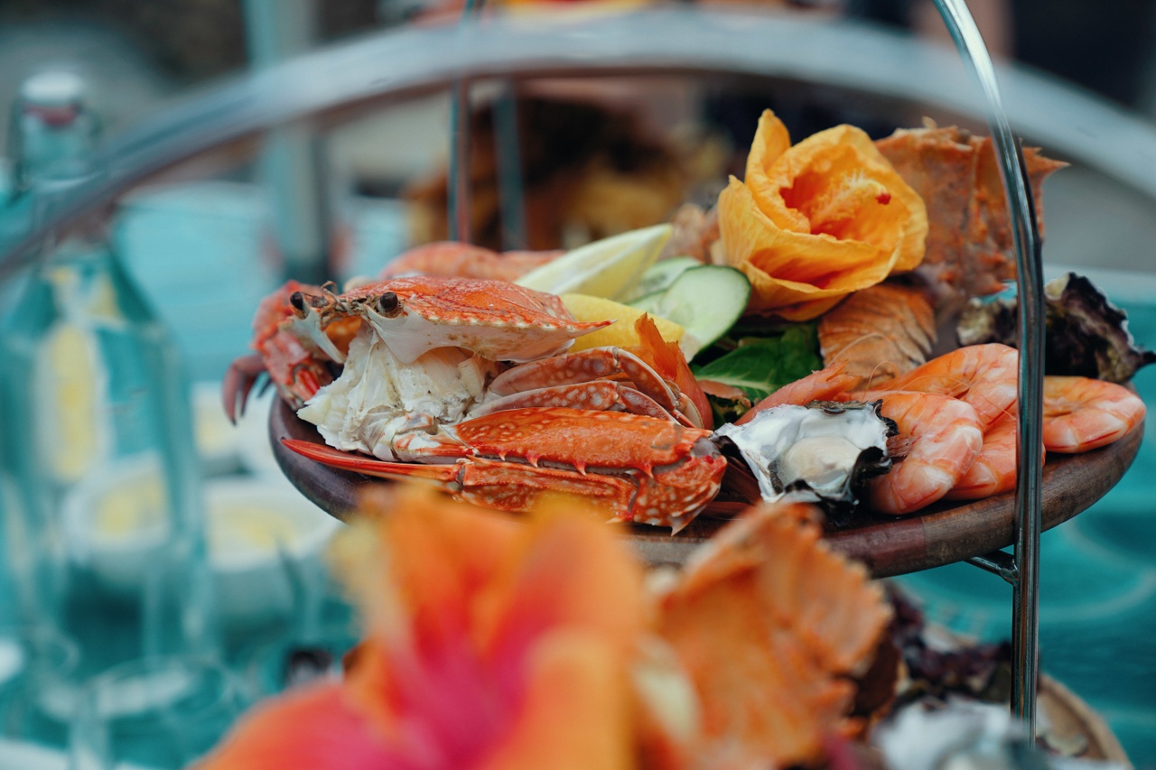 A closeup shot of seafood tray at the Sandstone Point Hotel, Moreton Bay Region