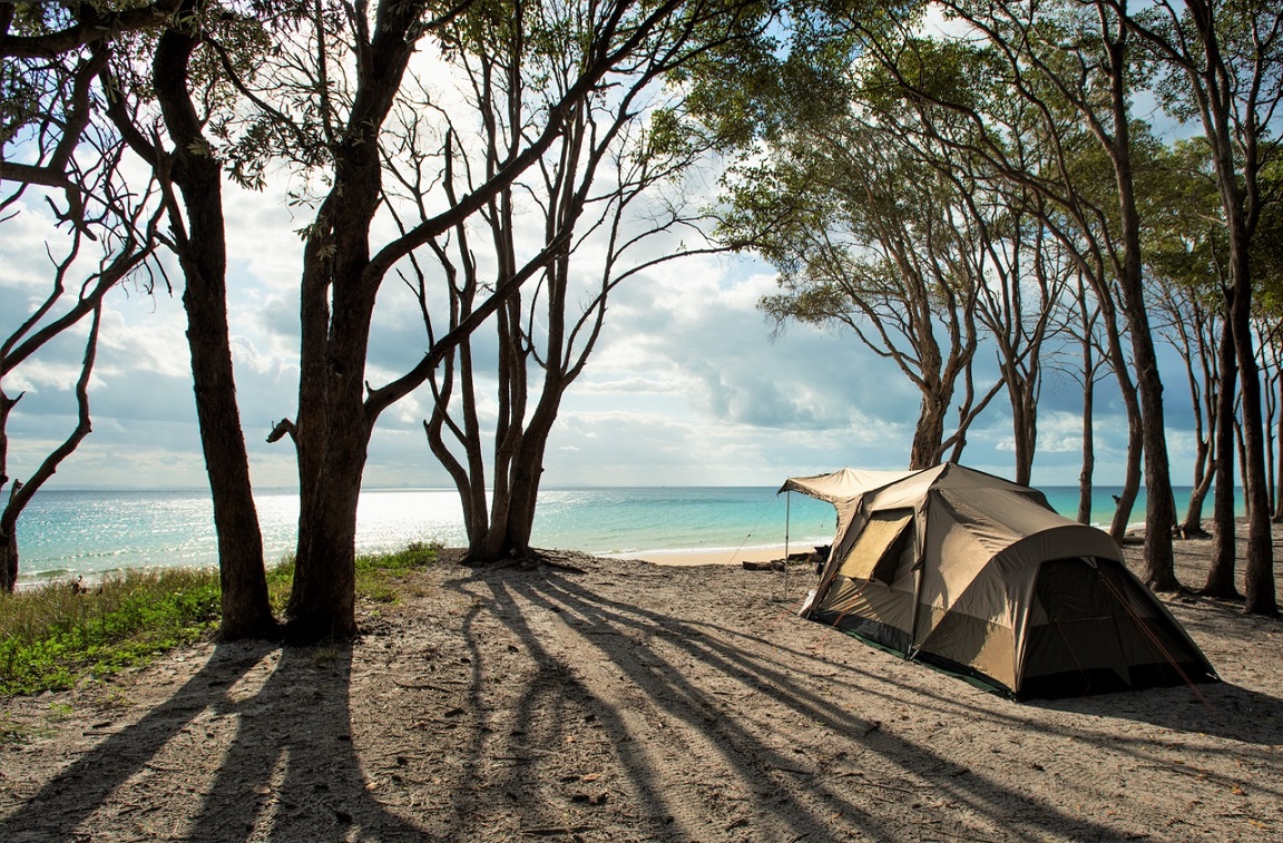 Moreton Island_Wilderness Camp_Tent overlooking the beach_Landscape